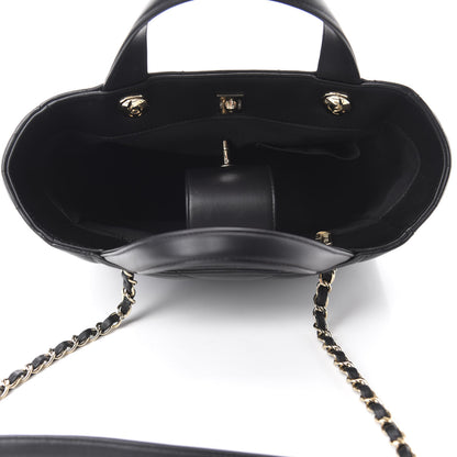 Chanel Calfskin Chevron Quilted Statement Shopping Tote Black 6 of 11