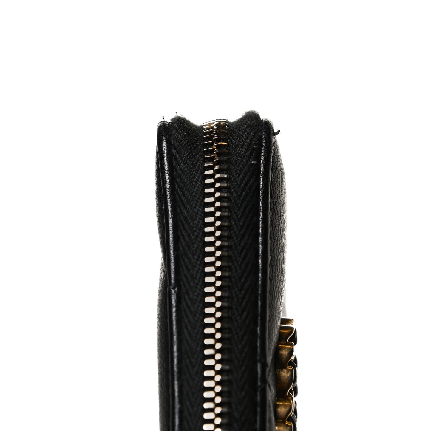 Shiny Goatskin Quilted Chanel 19 Zip Around Coin Purse Wallet Black