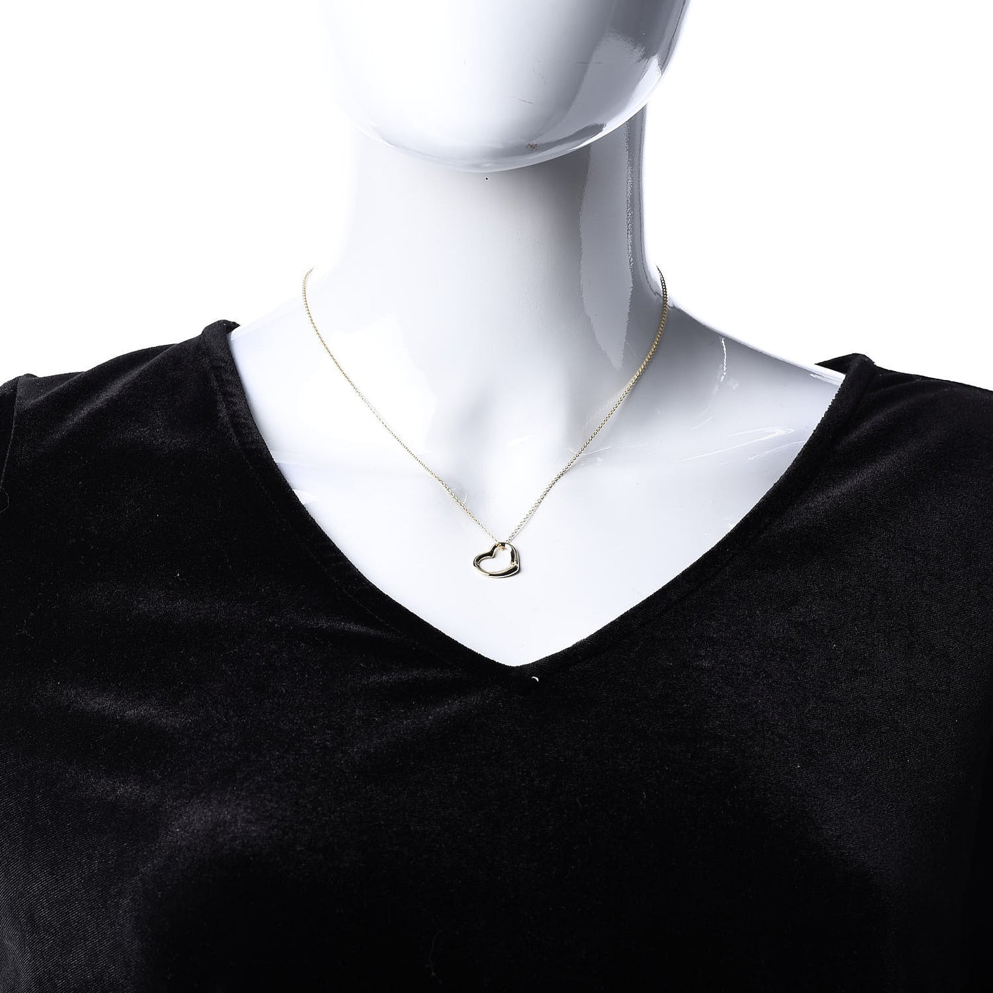18K Yellow Gold 11mm Elsa Peretti Open Heart Pendant Necklace