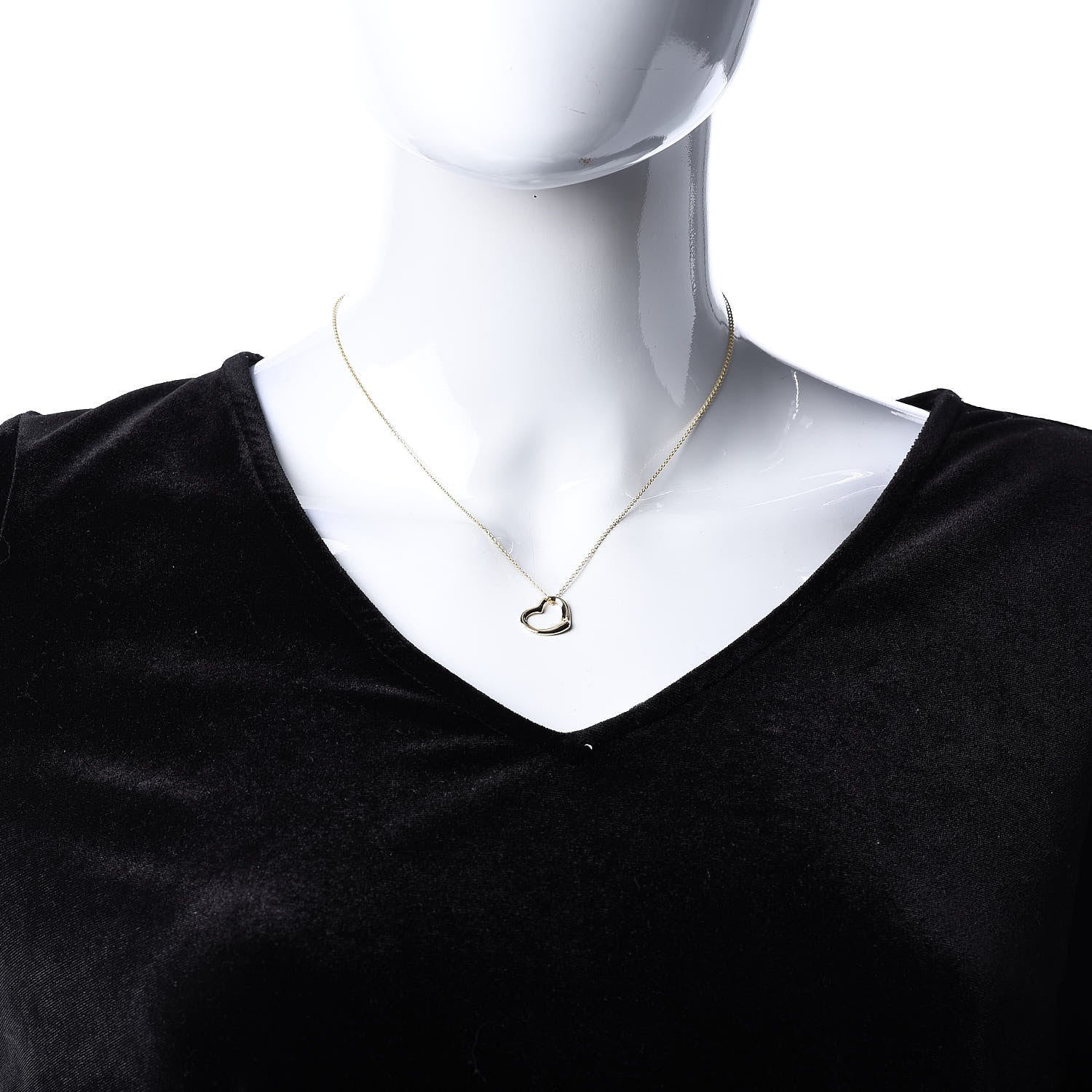 Tiffany 18K Yellow Gold 11mm Elsa Peretti Open Heart Pendant Necklace 2 of 7