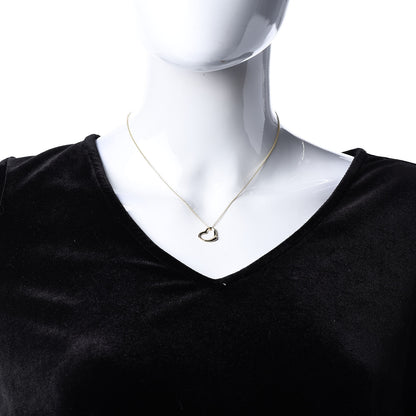 Tiffany 18K Yellow Gold 11mm Elsa Peretti Open Heart Pendant Necklace 2 of 7