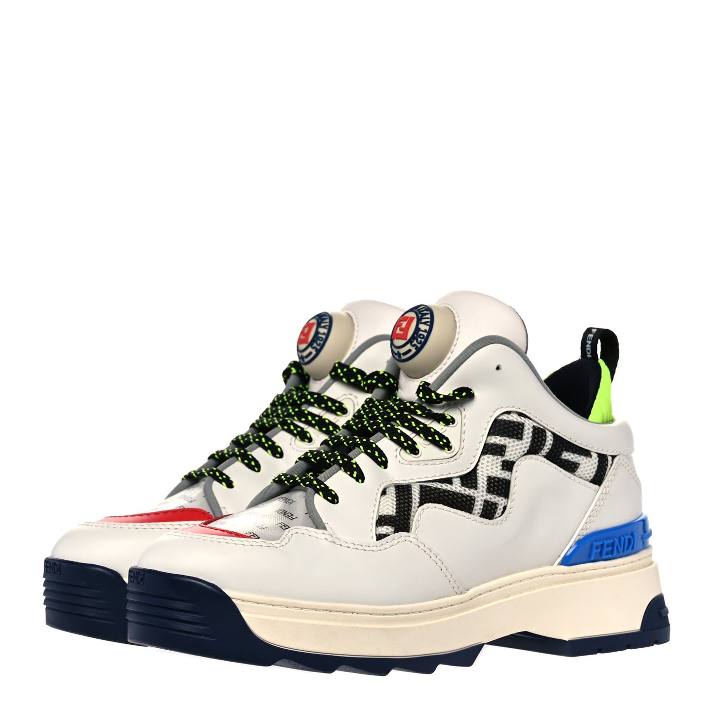 Vitello Mesh Lycra FF T-Rex Sneakers 37 Ultra White Black Giallo Fluo