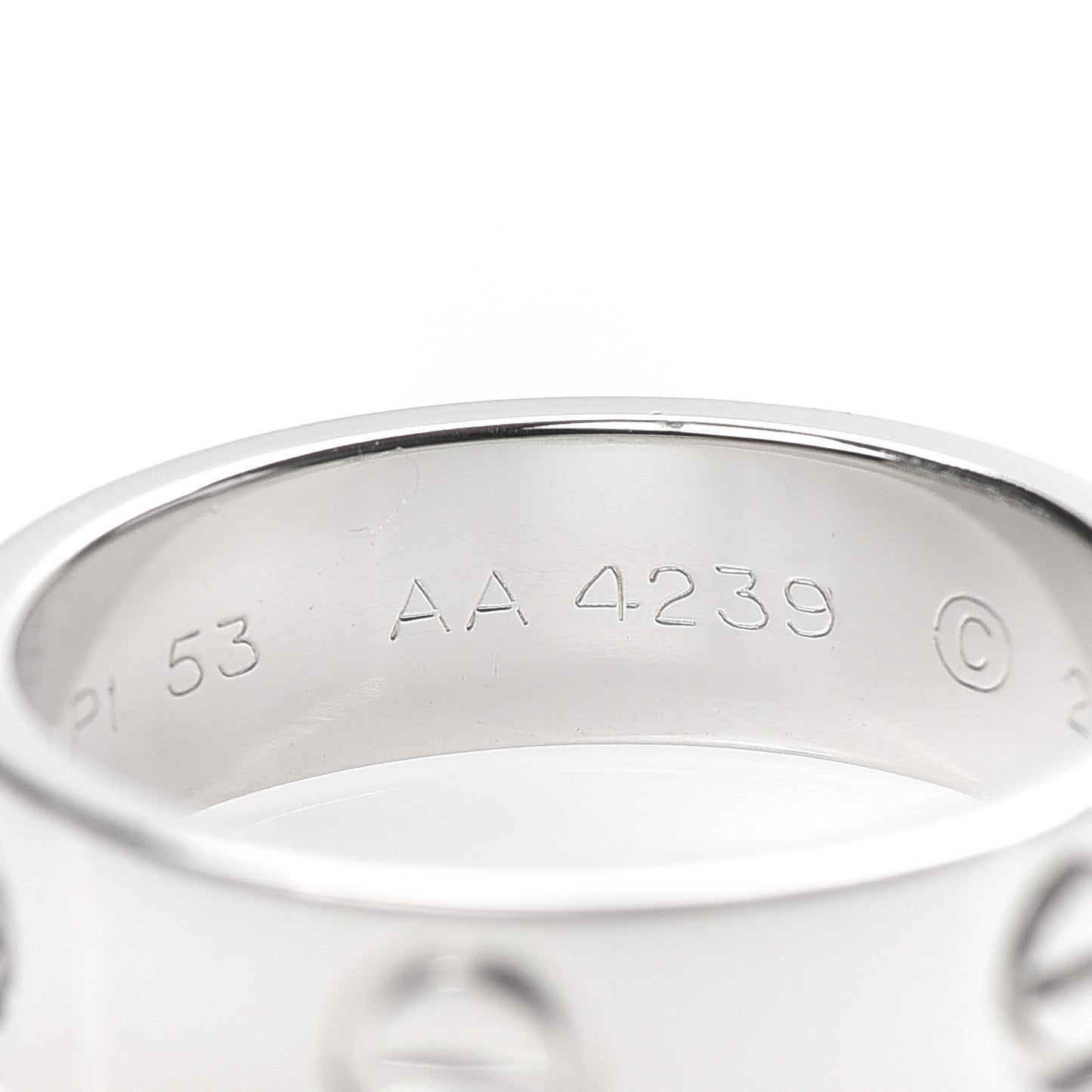 Platinum 5.5mm LOVE Ring 53 6.25