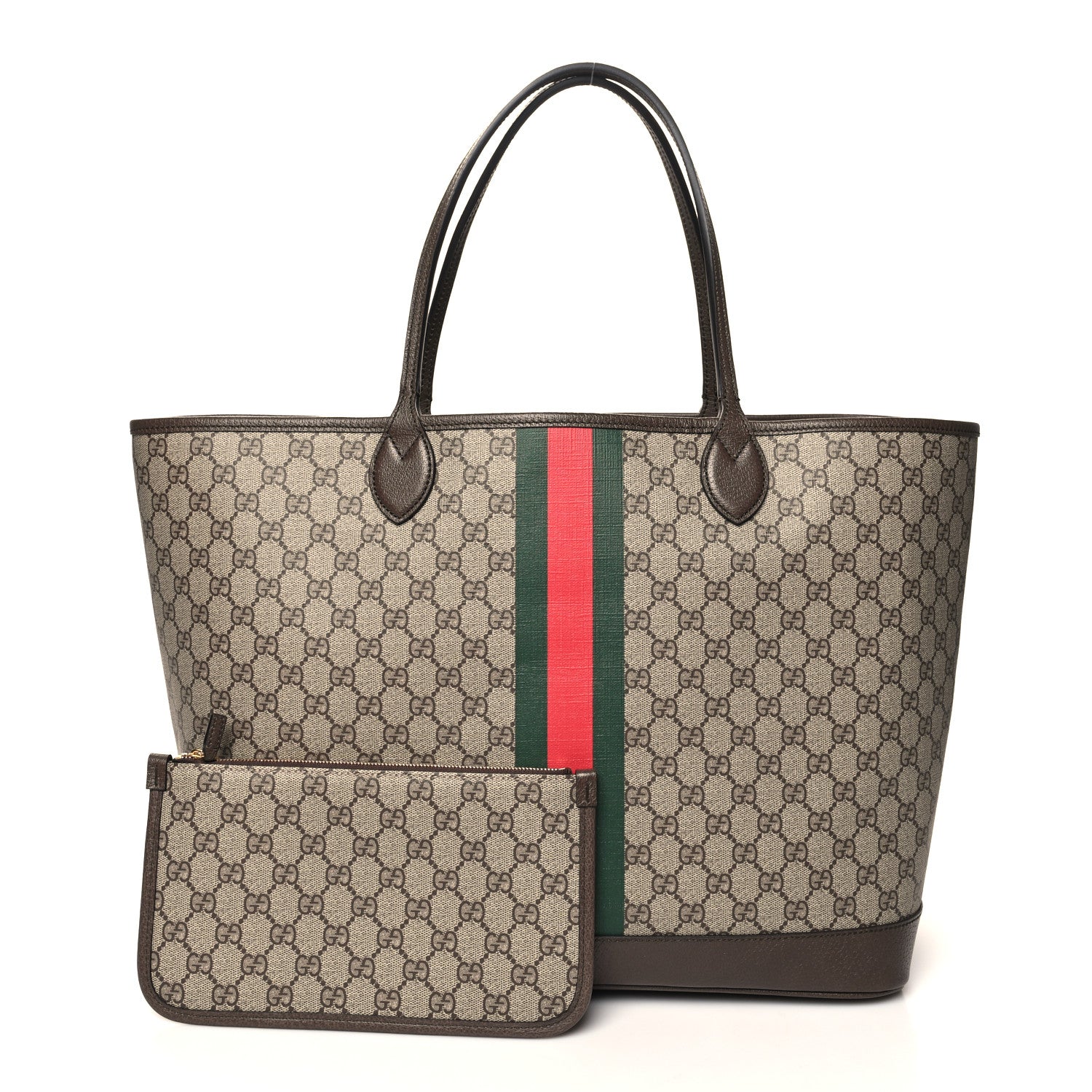Gucci GG Supreme Monogram Textured Dollar Calfskin Web Large Ophidia Tote Beige Ebony New Acero 3 of 11