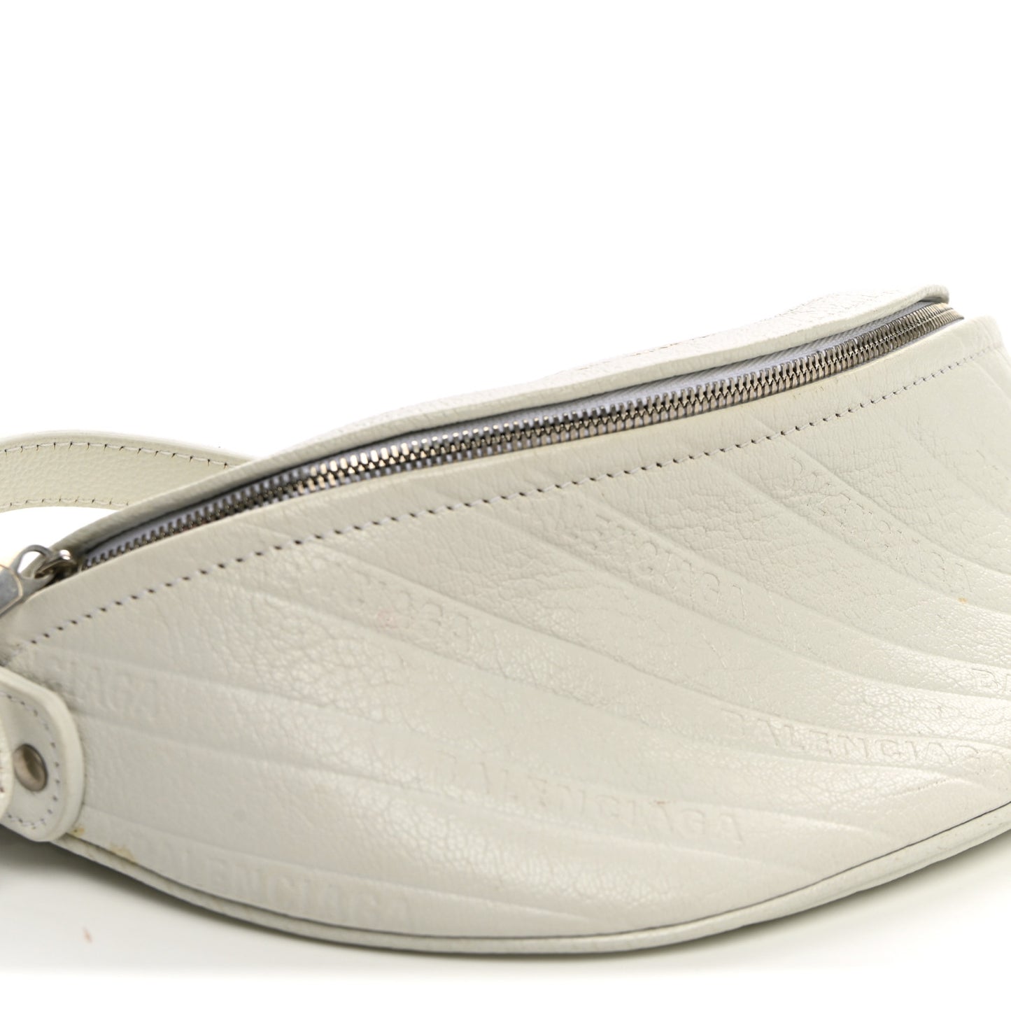 Shiny Goatskin Allover Logo Embossed XXS Souvenir Belt Bag White