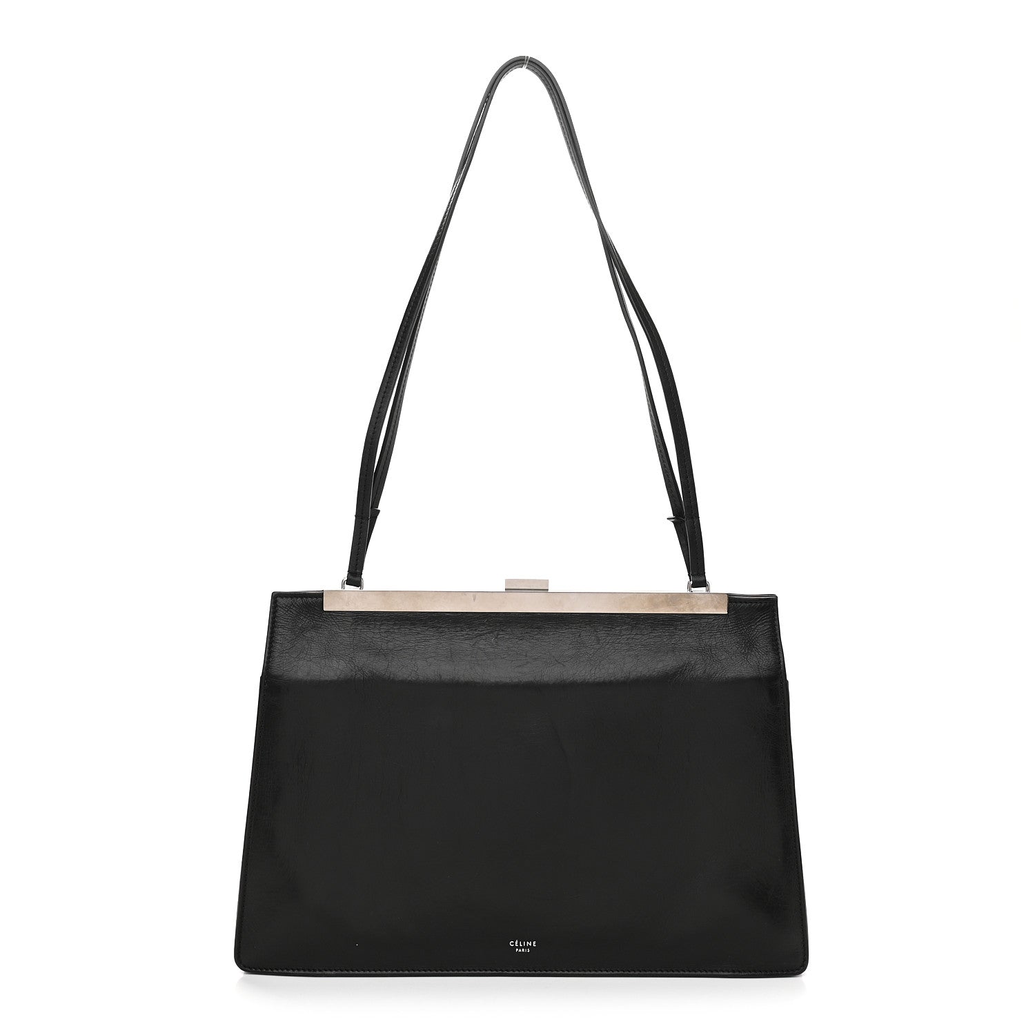 Celine Smooth Calfskin Medium Clasp Shoulder Bag Black 1 of 10