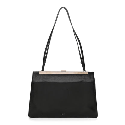 Celine Smooth Calfskin Medium Clasp Shoulder Bag Black 1 of 10