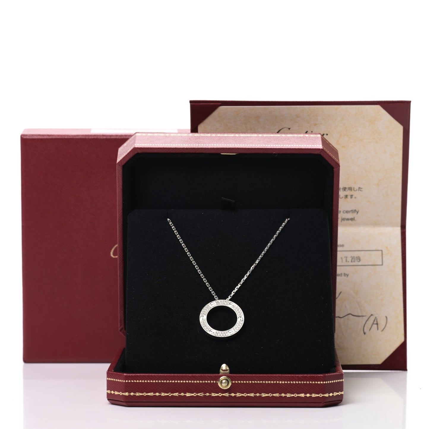 18K White Gold Diamond LOVE Paved Necklace