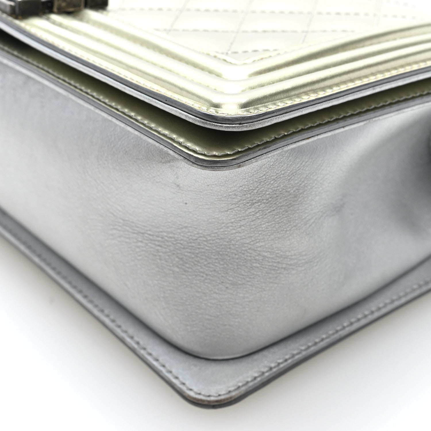 Chanel Metallic Patent Calfskin Quilted Medium Boy Flap Silver 9 of 9
