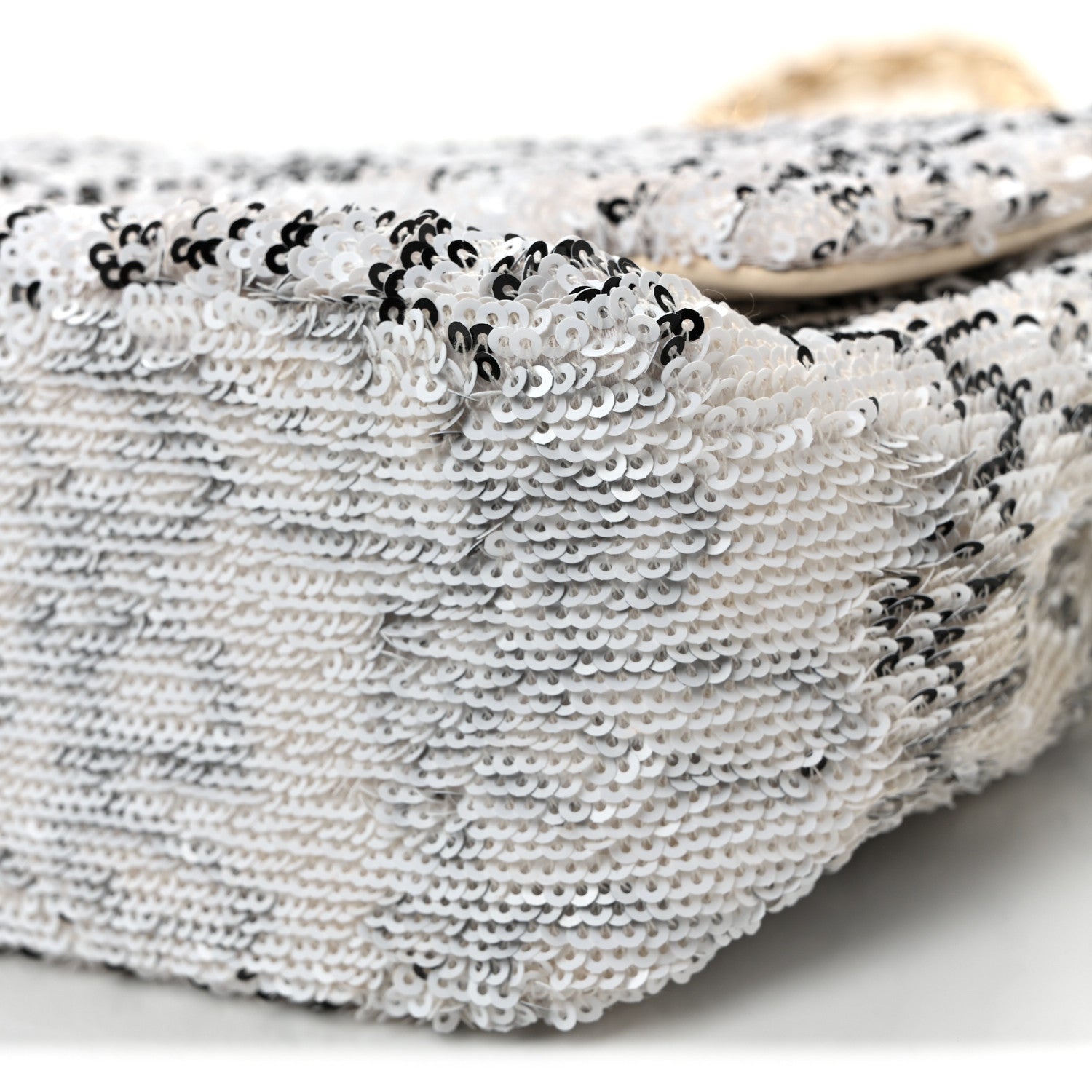 Chanel Sequin Logo Medium Flap White Black 10 of 10