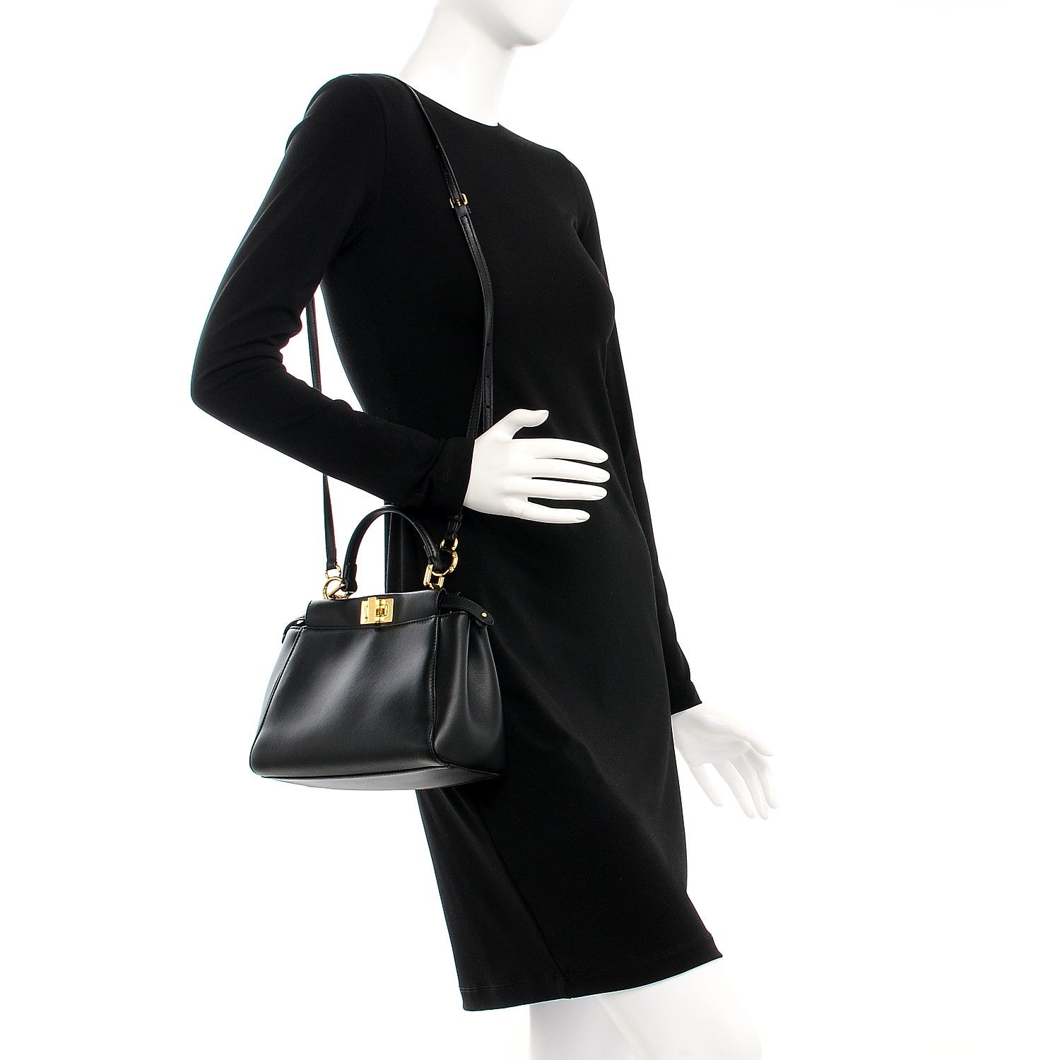 Fendi Nappa Mini Peekaboo Iconic Satchel Black 2 of 8