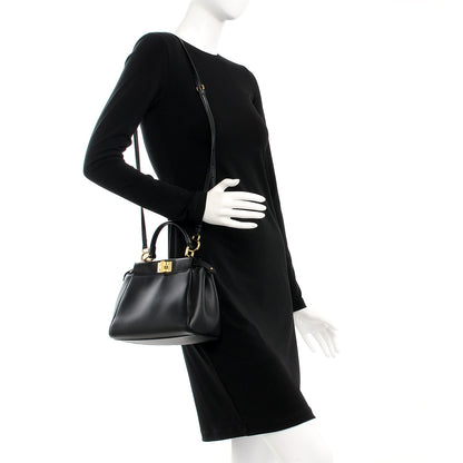 Fendi Nappa Mini Peekaboo Iconic Satchel Black 2 of 8
