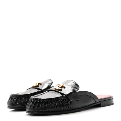 Chanel Shiny Crumpled Lambskin CC Mules 40 Black 4 of 9
