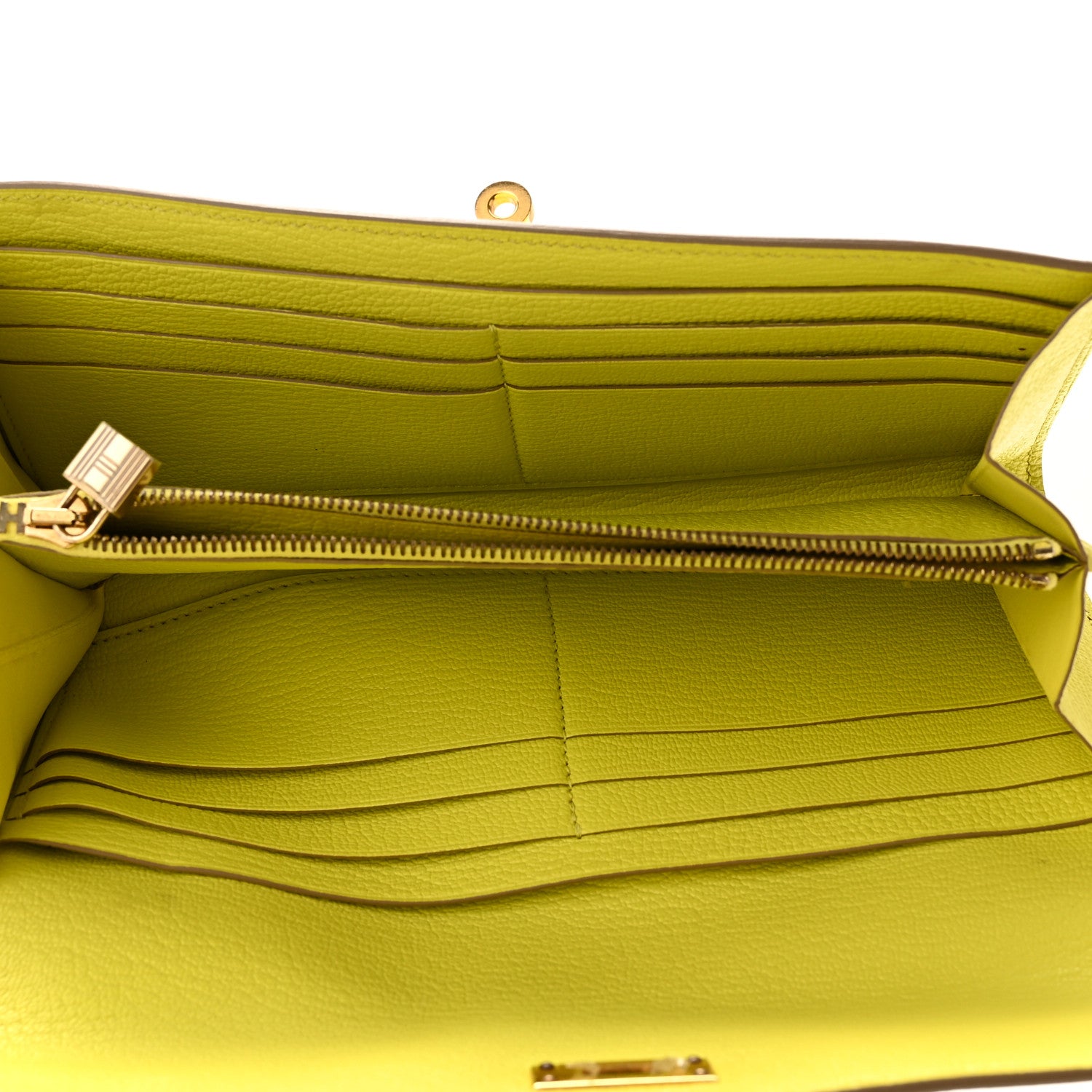 Hermes Chevre Mysore Kelly Longue Wallet Lime 5 of 12