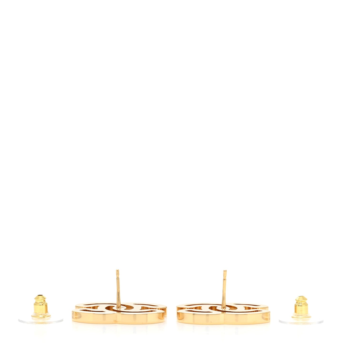 Metal Enamel CC Earrings Gold White