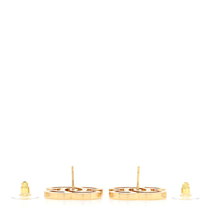 Chanel Metal Enamel CC Earrings Gold White 3 of 4