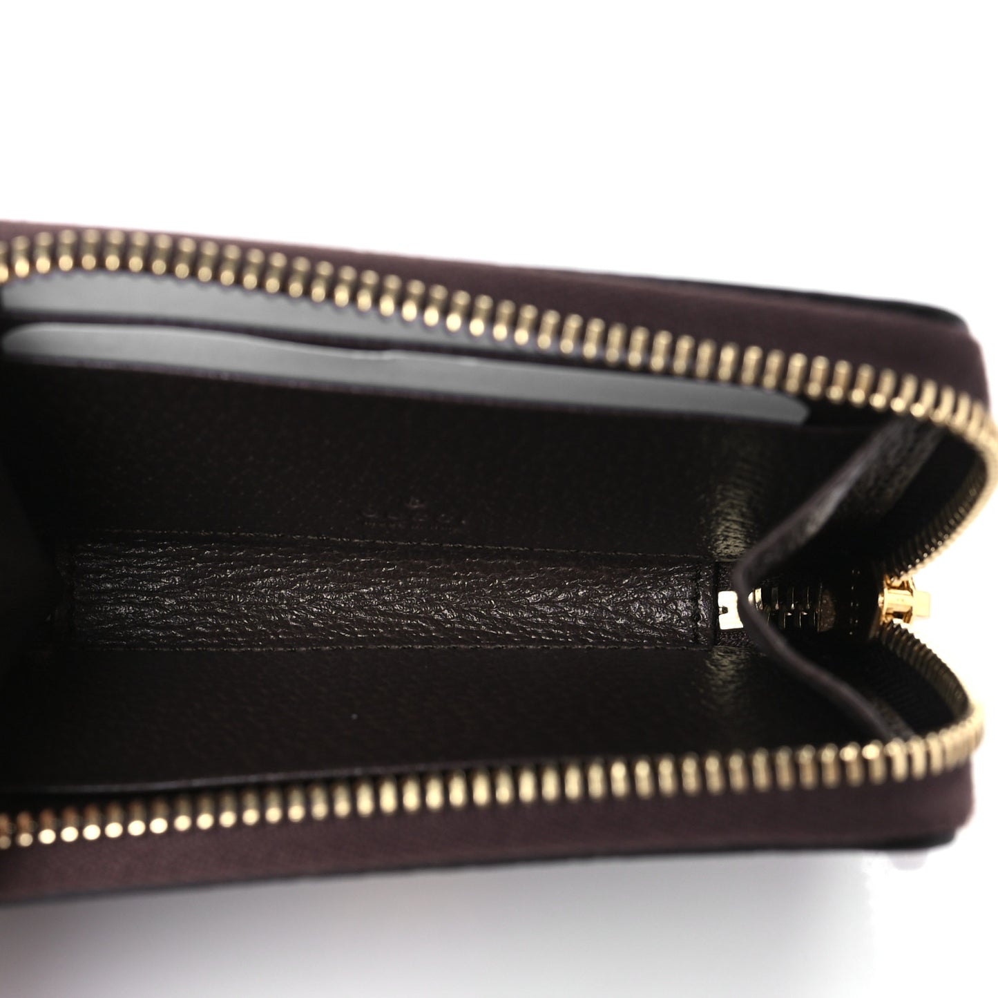 GG Supreme Monogram Textured Dollar Calfskin Web Ophidia Zip Around Card Case Wallet Beige Ebony New Acero