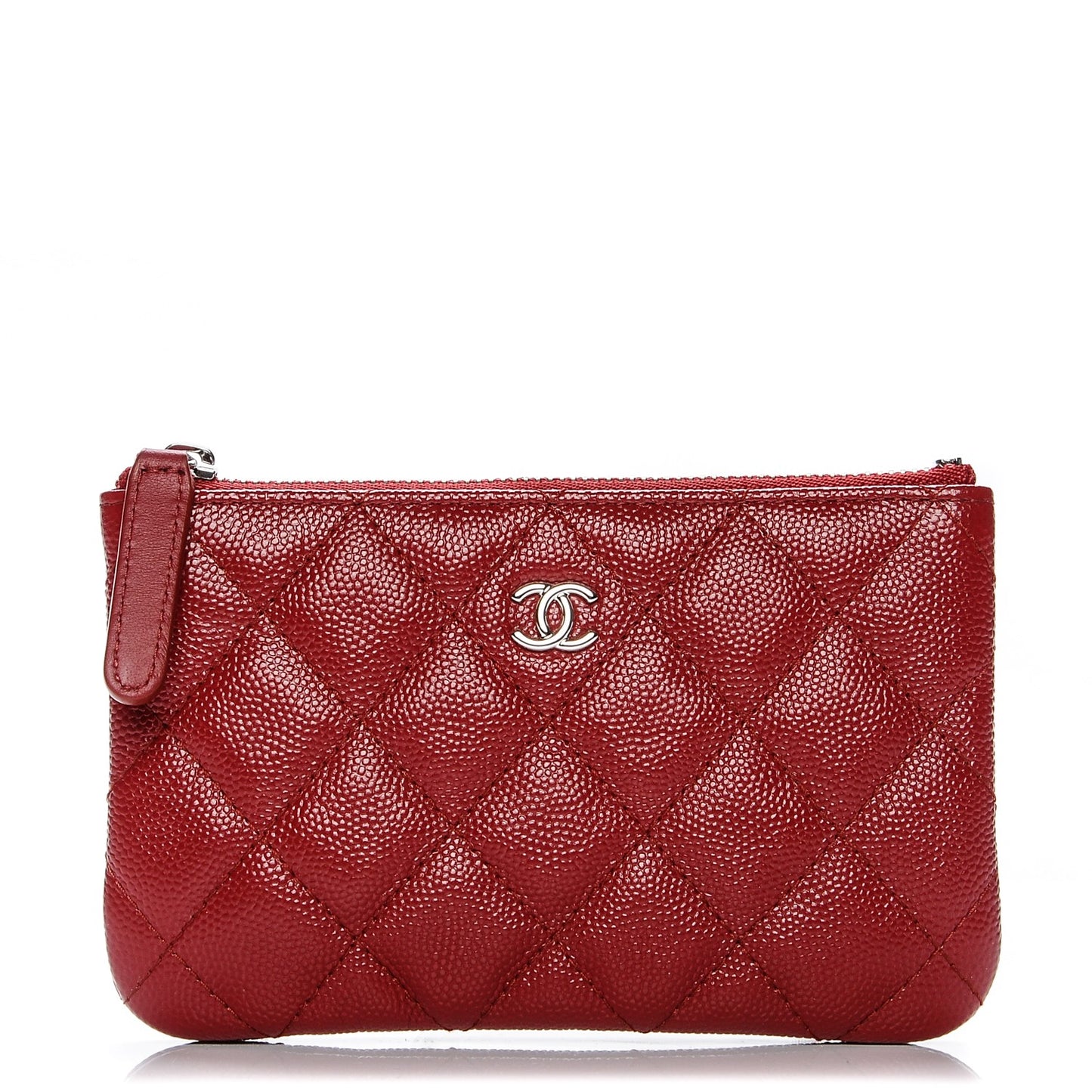Caviar Quilted Small Cosmetic Case Red