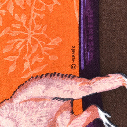 Hermes Cashmere Silk Tendresse Feline Shawl 140 3 of 5