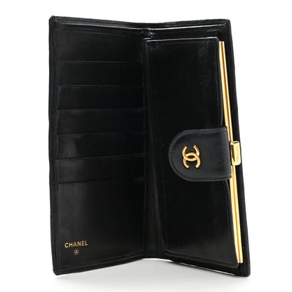 Chanel Lambskin Diamond Stitched French Wallet Black 5 of 11