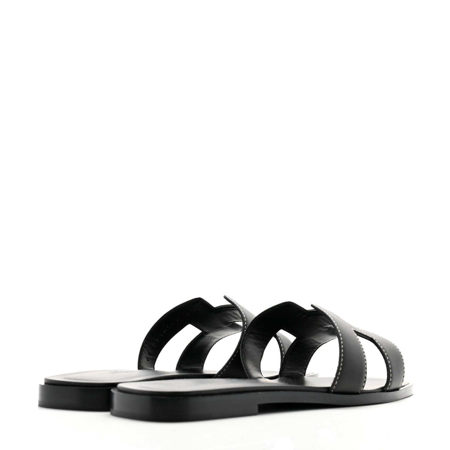 Hermes Box Calfskin Oran Sandals 37 Black 4 of 9