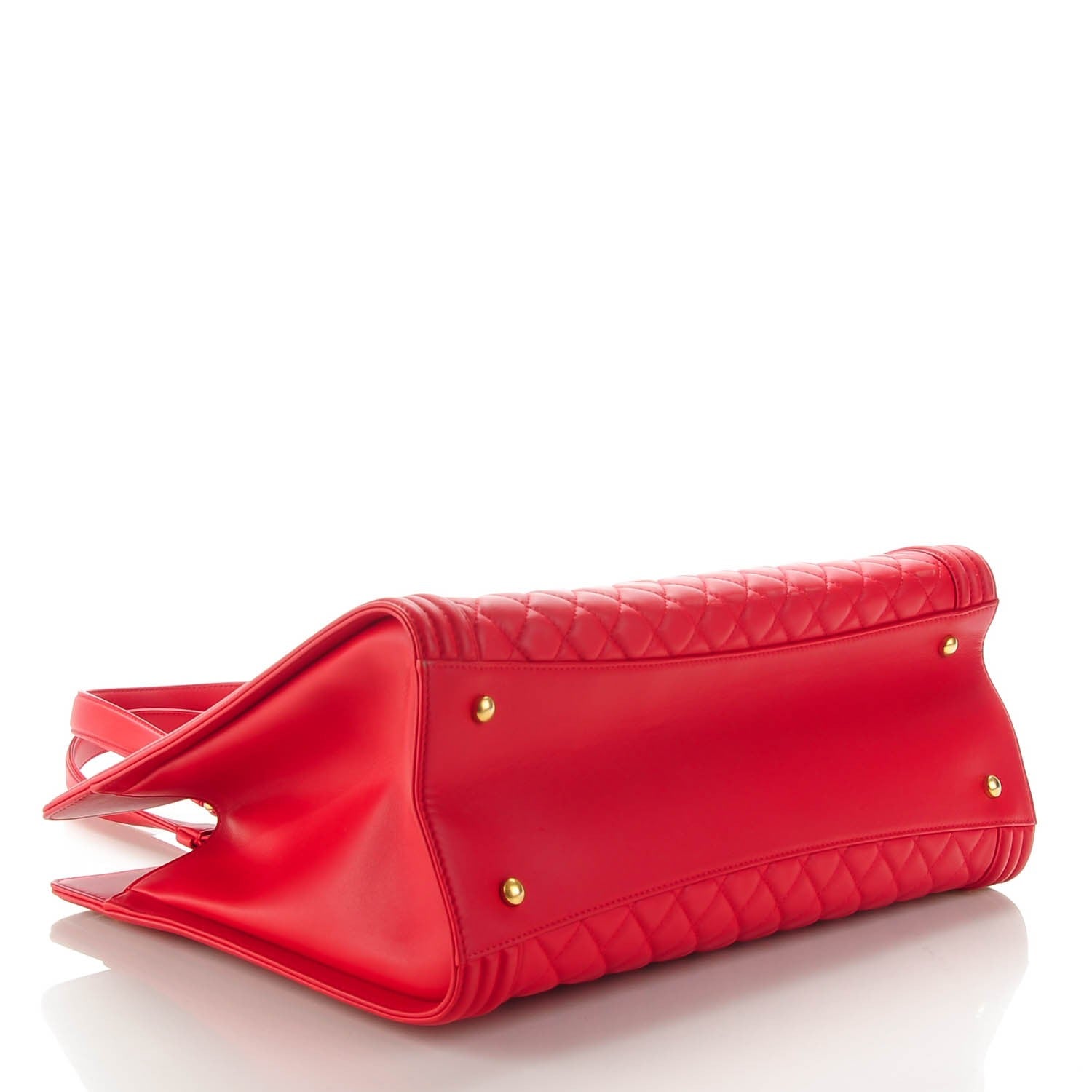 Chanel Lambskin Quilted Boy Shopping Tote Red 4 of 8