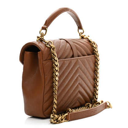 Saint Laurent Sheepskin Matelasse Chevron Monogram Medium College Bag Brick 3 of 10