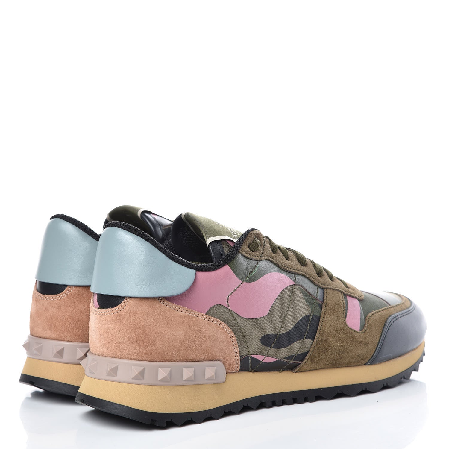 Valentino Garavani Nappa Suede Camouflage Womens Rockrunner Sneakers 37 Multicolor 4 of 9