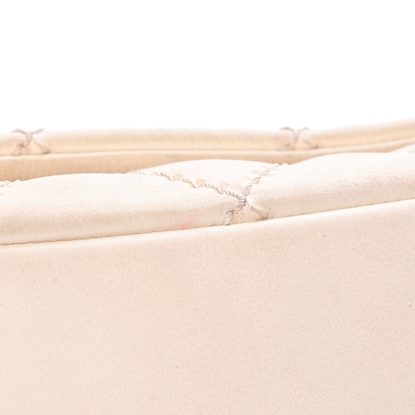 Calfskin Quilted Retro Chain Flap Beige