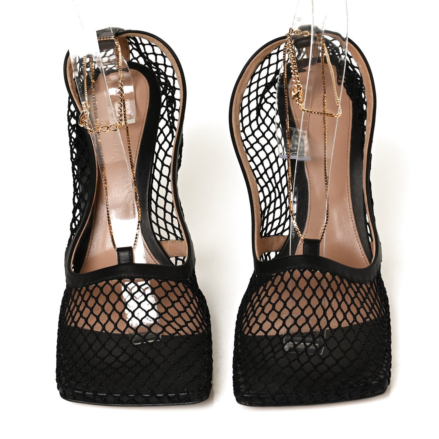 Mesh Nappa Chunky Chain Sandals 40 Black