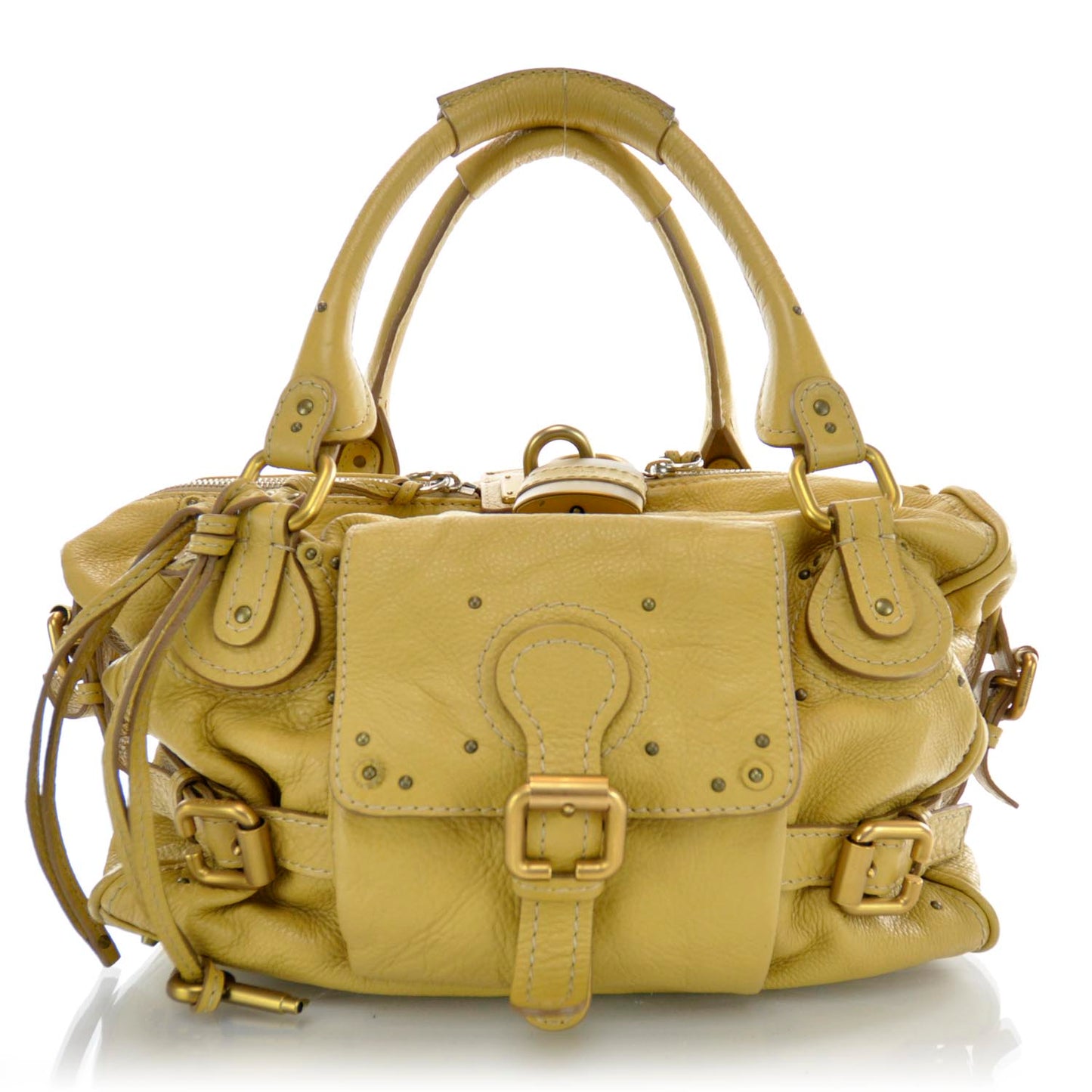 Leather Paddington Front Pocket Tote Maize Yellow