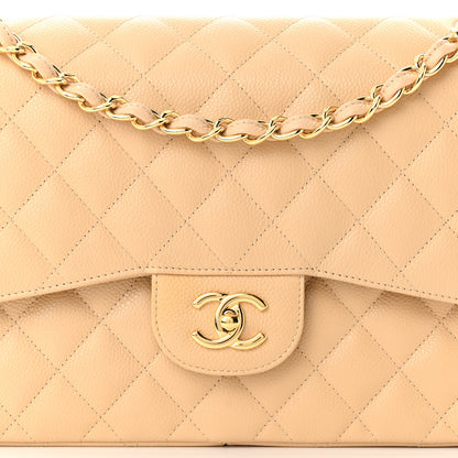 Chanel Caviar Quilted Jumbo Double Flap Beige 8 of 12