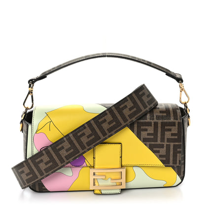 Fendi Glazed Fabric FF 1974 Hairdo Girls Inlay Baguette Mogano Panna Multicolor 1 of 8