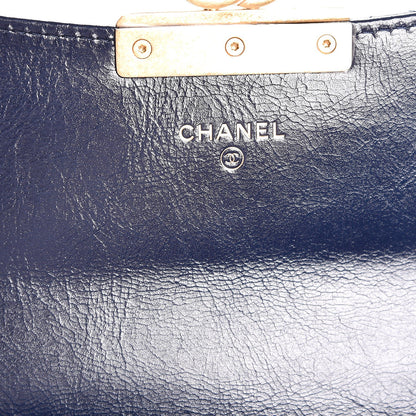 Chanel Goatskin Stitched Golden CC Flap Wallet Navy 7 of 9
