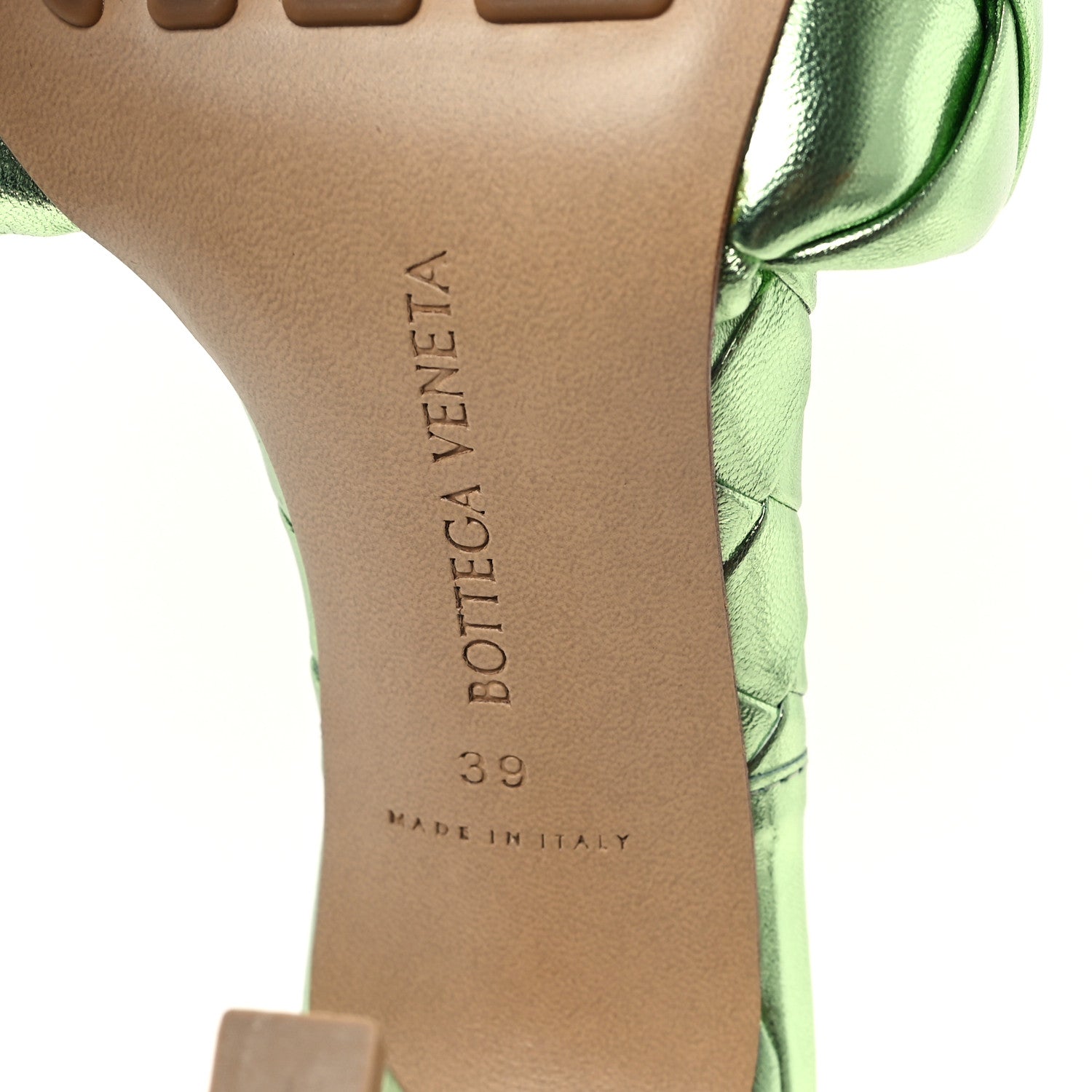 Bottega Veneta Metallic Nappa Maxi Reflection Weave Lido 90mm Mule Sandals 39 Pistachio 7 of 8