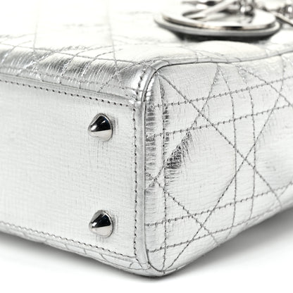 Christian Dior Metallic Grained Calfskin Cannage Small Lucky Badges My Lady Dior Silver 9 of 11