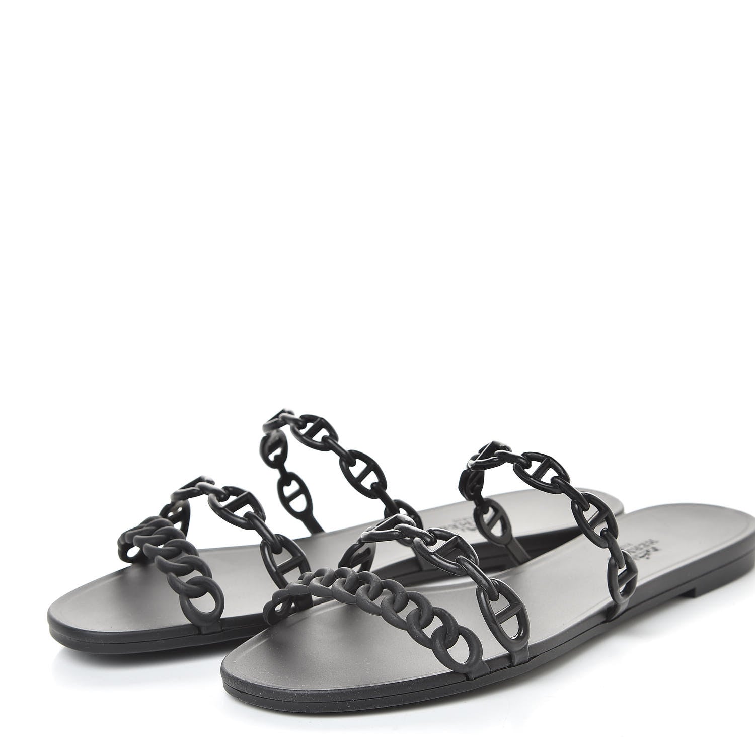 Hermes Rubber Chaine d'Ancre Rivage Sandals 39 Black 3 of 7