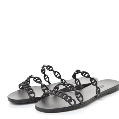 Hermes Rubber Chaine d'Ancre Rivage Sandals 39 Black 3 of 7