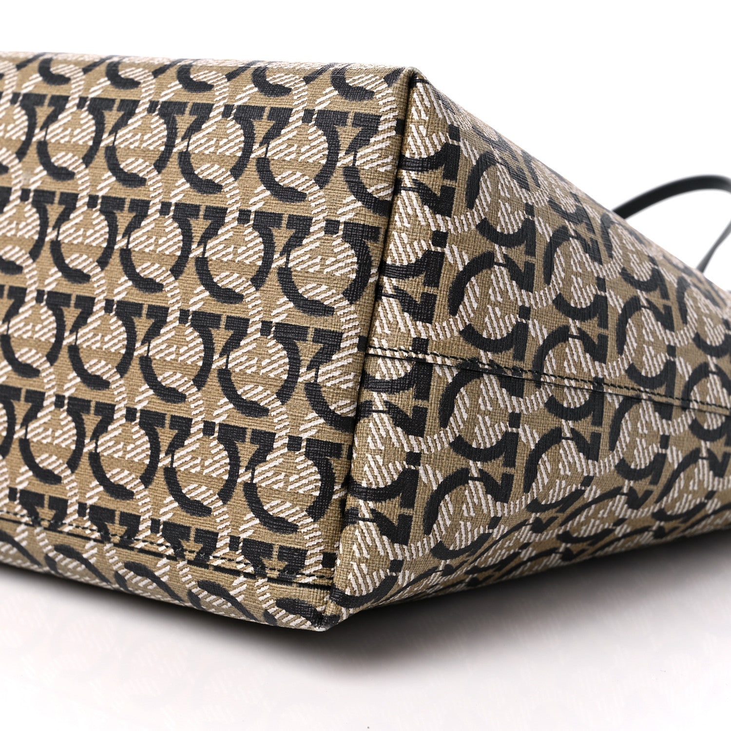 Salvatore Ferragamo Canvas Calfskin Gancini Bag Black 10 of 12