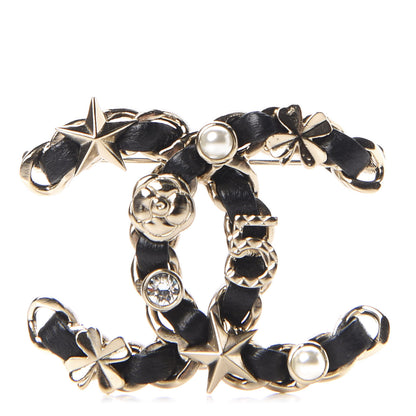 Chanel Lambskin Pearl Strass Sergeant Brooch Gold 1 of 5