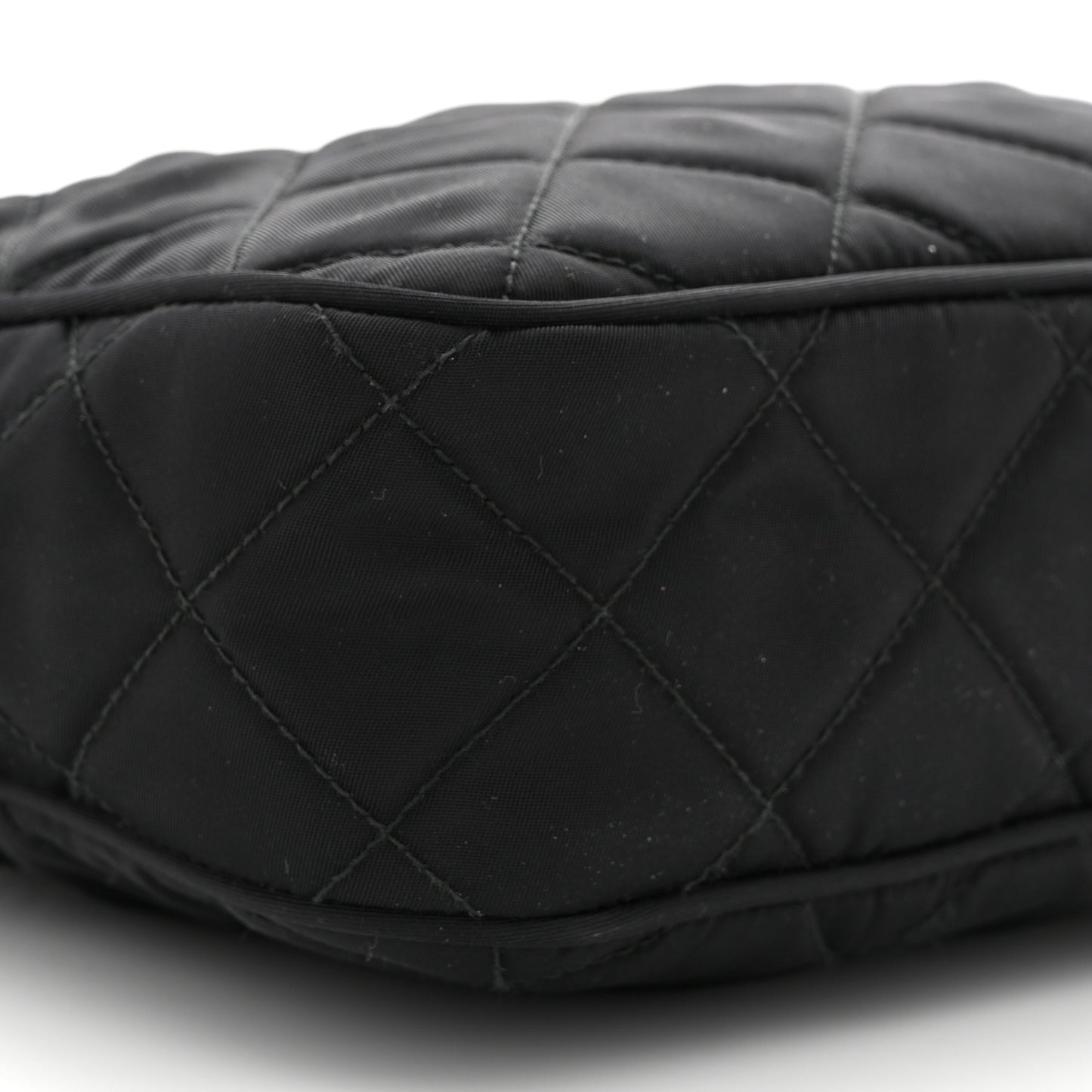 Nylon Tessuto Impuntu Quilted Bandoliera Crossbody Bag Black