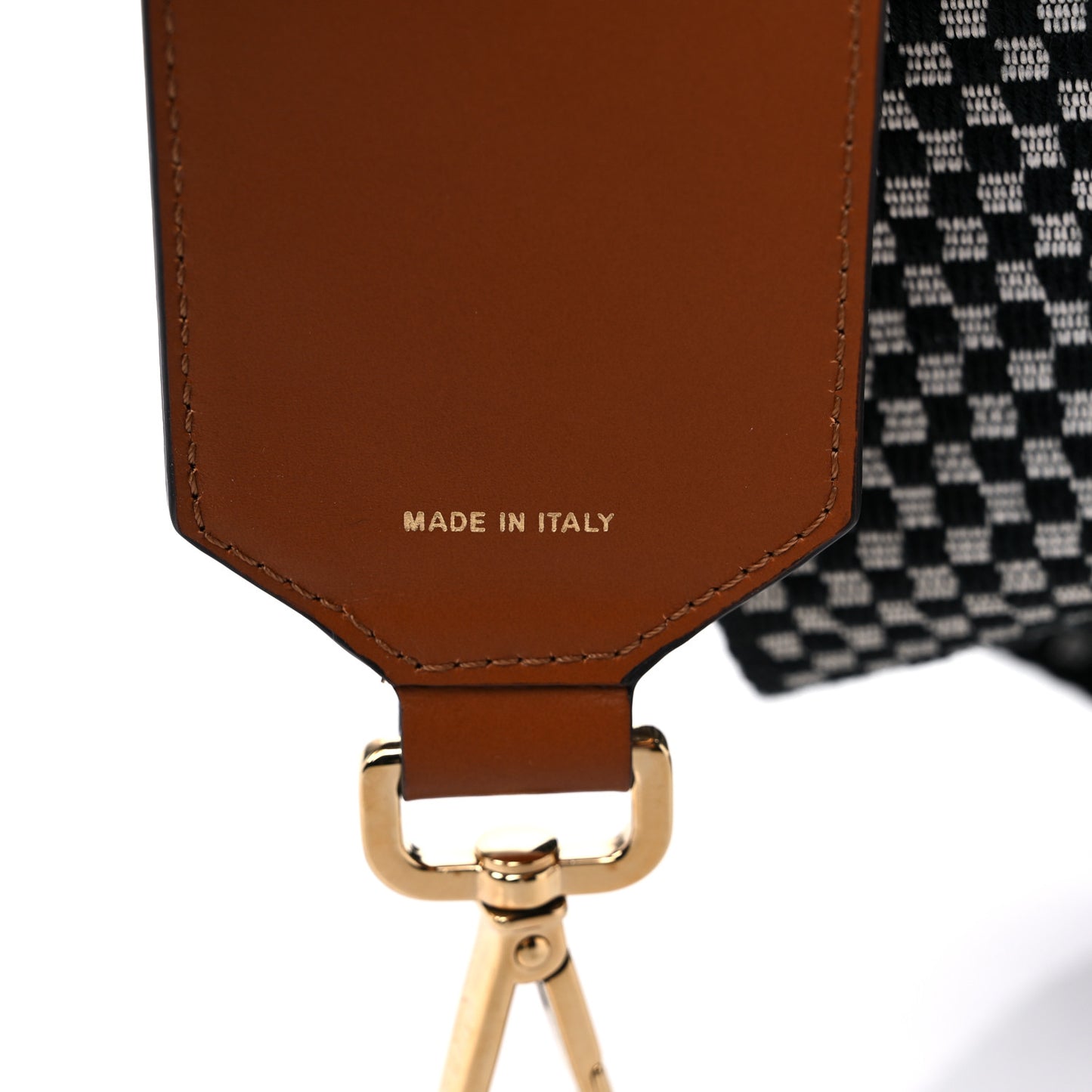 Ribbon Vitello King Logo Embossed Gingham Woven Adjustable Strap You Panna Black Cuoio