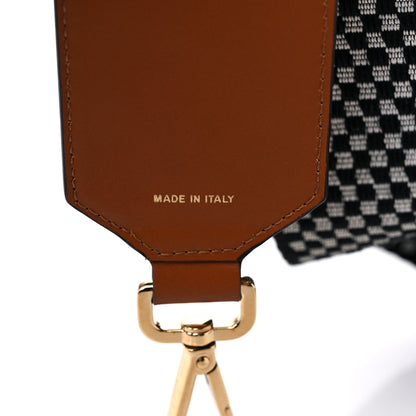 Fendi Ribbon Vitello King Logo Embossed Gingham Woven Adjustable Strap You Panna Black Cuoio 4 of 4