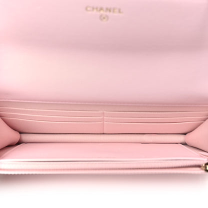 Chanel Lambskin Quilted Pearl Wallet On Chain WOC Pink Pink 5 of 12