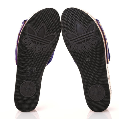 Gucci X ADIDAS Soft Velvet Malaga Kid Womens Platform Sandals 36.5  Iris Extreme 6 of 9