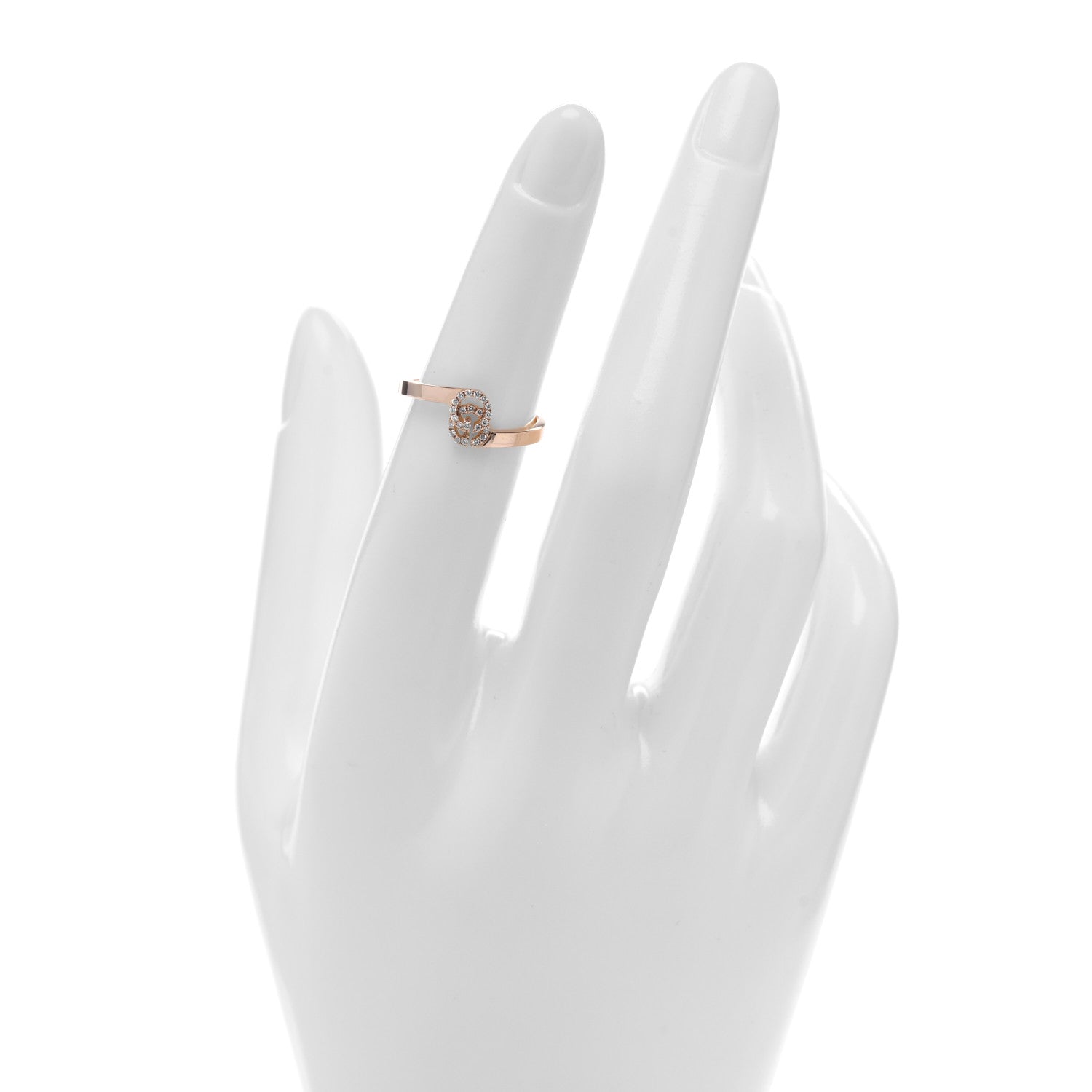Gucci 18K Rose Gold Diamond GG Running Ring 49 4.75 2 of 5