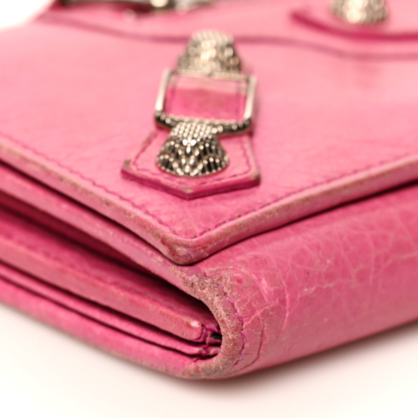 Agneau Giant 12 Silver Hardware Continental Zip Around Wallet Cyclamen