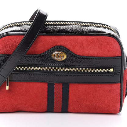Gucci Suede Patent Web Mini Ophidia Shoulder Bag Red 6 of 8