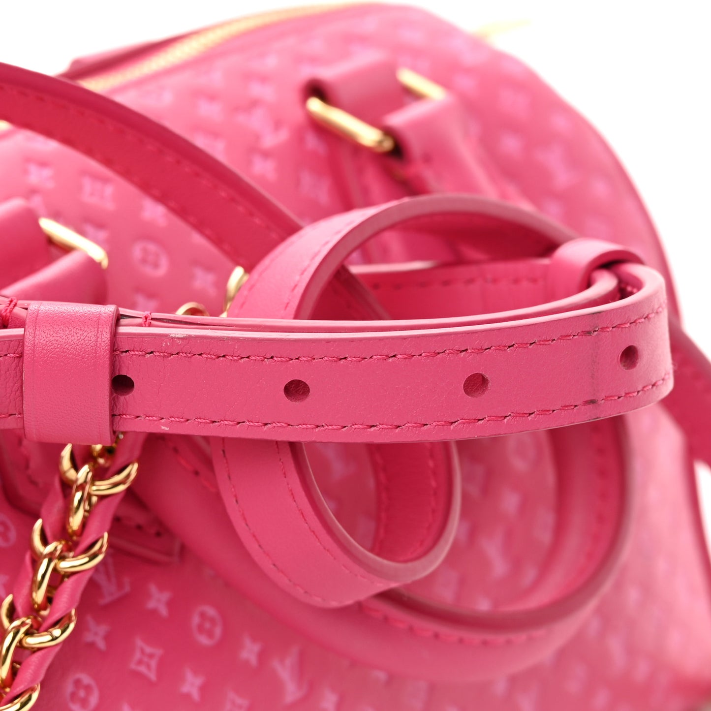 Calfskin Nanogram Embossed Speedy Bandouliere 20 Rose