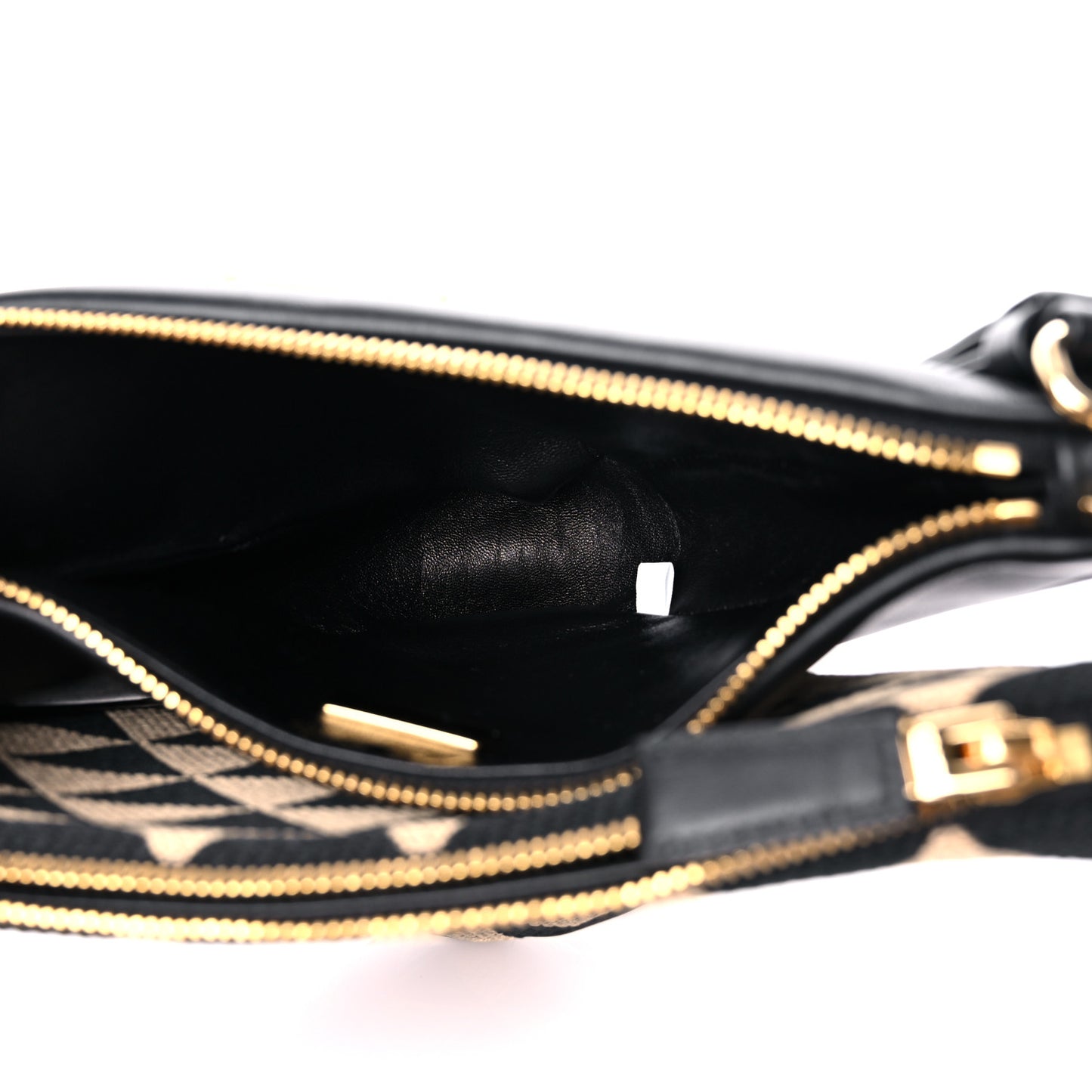 Jacquard Calfskin Triangolo Symbole Embroidered Mini Triangle Double Bag Black Corda